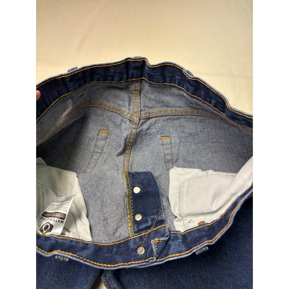 Levis 501 Original Fit Mens Dark Wash Straight‎ Leg Button Fly Jeans 38x32 - Picture 4 of 15